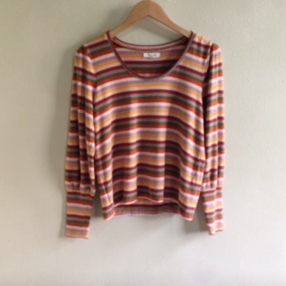 Madewell Puff Sleeve Scoop Neck Sweater Top - Picture 3 of 7